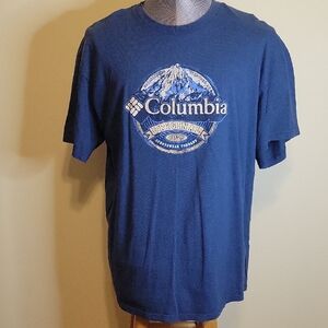 Columbia Blue Short Sleeve Tee with Mountain Logo